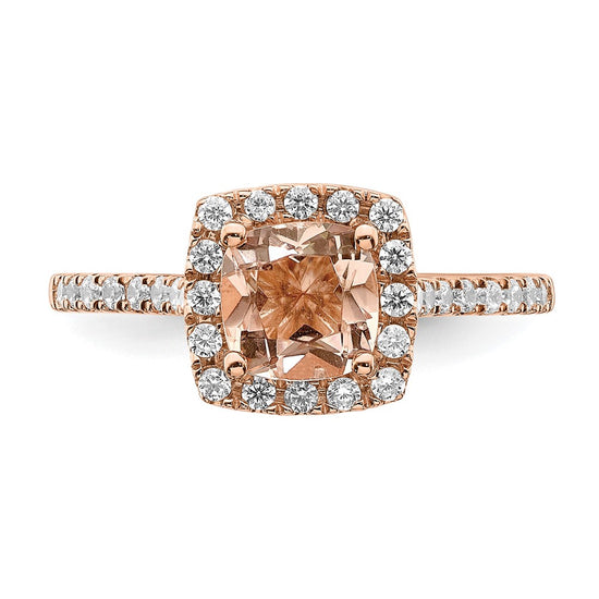 Cushion Morganite & Diamond Engagement Rings