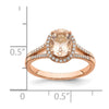 Blooming Bridal 14k Rose Gold Halo 8x6mm Oval Morganite and 1/5 carat Diamond Complete Engagement Ring