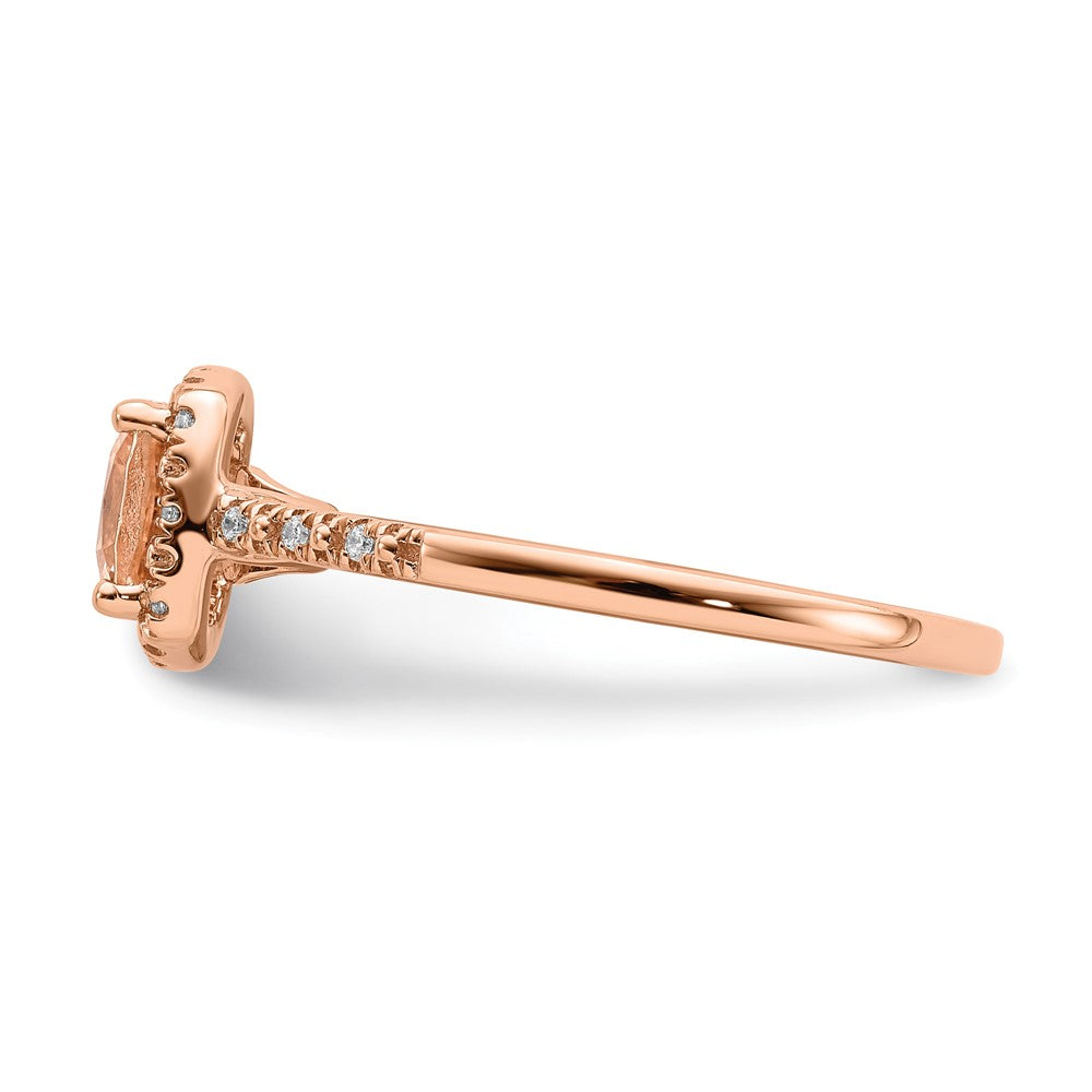 Blooming Bridal 14k Rose Gold Halo 6.00mm Cushion-cut Morganite and 1/15 carat Diamond Complete Engagement Ring