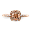 Blooming Bridal 14k Rose Gold Halo 6.00mm Cushion-cut Morganite and 1/15 carat Diamond Complete Engagement Ring