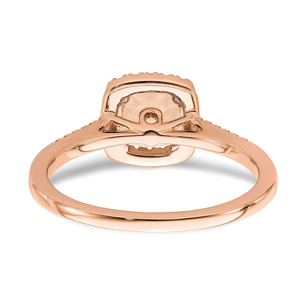 Blooming Bridal 14k Rose Gold Halo 6.00mm Cushion-cut Morganite and 1/15 carat Diamond Complete Engagement Ring