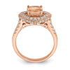Blooming Bridal 14k Rose Gold Halo 7.00mm Cushion-cut Morganite and 3/4 carat Diamond Complete Engagement Ring