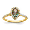 Blooming Bridal 14k Halo 8x5mm Pear-cut Mystic Fire Topaz and 1/4 carat Diamond Complete Engagement Ring