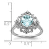 Blooming Bridal 14k White Gold Vintage 7.00mm Cushion-cut Aquamarine and 1/3 carat Diamond Complete Engagement Ring