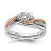 10k White and Rose Gold (Holds 1/4 carat (4.1mm) Round Center) 1/8 carat Diamond Semi-mount Engagement Ring