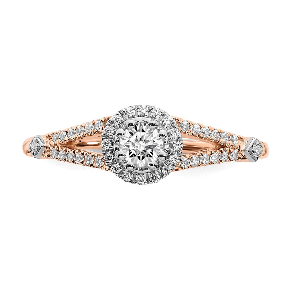 10k Rose Gold Halo 1/3 carat Diamond Complete Engagement Ring