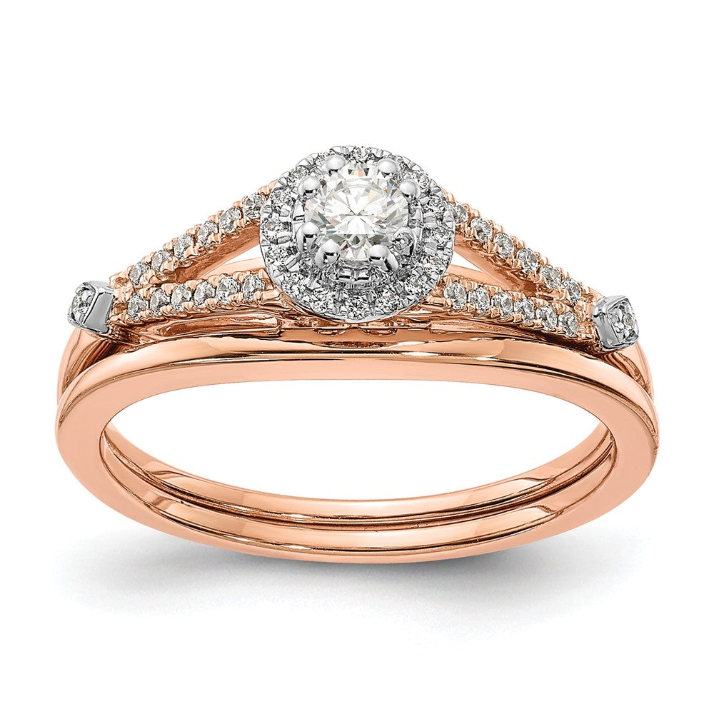 10k Rose Gold Halo 1/3 carat Diamond Complete Engagement Ring