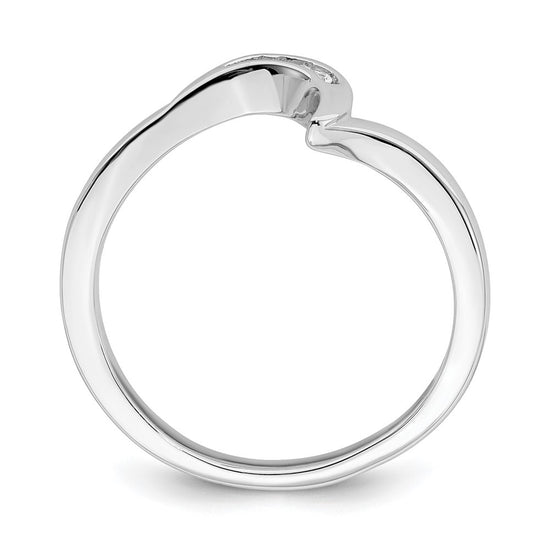 10k White Gold .02 carat Diamond Contoured Complete Wedding Band