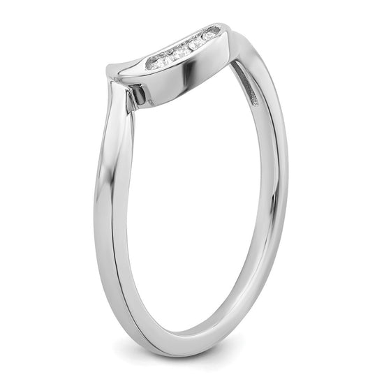 10k White Gold .02 carat Diamond Contoured Complete Wedding Band