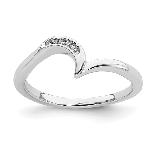 10k White Gold .02 carat Diamond Contoured Complete Wedding Band