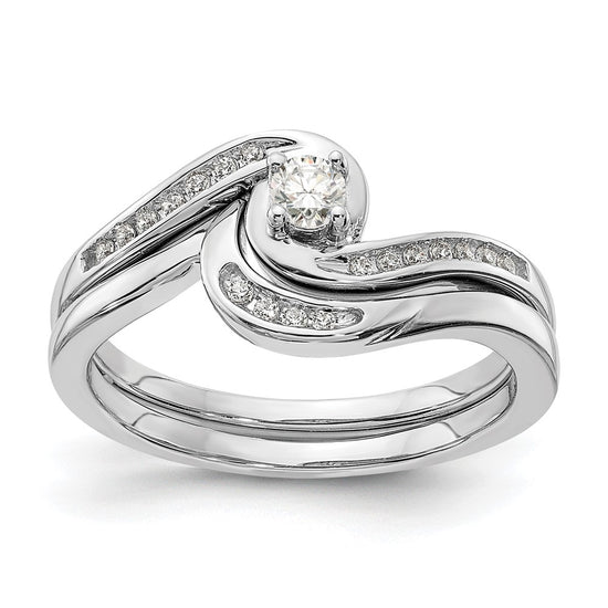 10k White Gold Bypass 1/5 carat Diamond Complete Engagement Ring