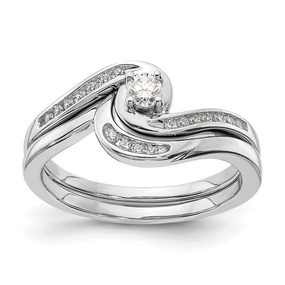 10k White Gold Bypass 1/5 carat Diamond Complete Engagement Ring