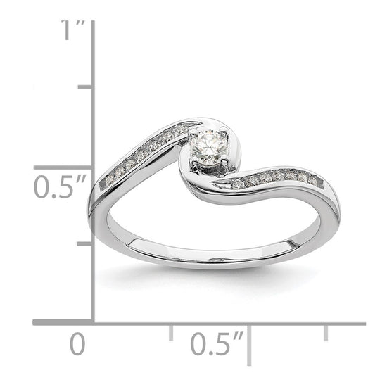10k White Gold Bypass 1/5 carat Diamond Complete Engagement Ring