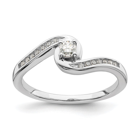 10k White Gold Bypass 1/5 carat Diamond Complete Engagement Ring