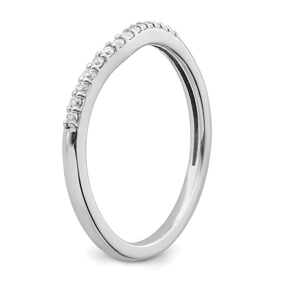 10k White Gold 1/10 carat Diamond Contoured Complete Wedding Band