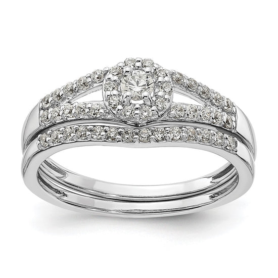 10k White Gold 1/3 carat Lab Grown Diamond VS/SI+ G+ Complete Round Halo Engagement Ring