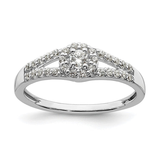 10k White Gold 1/3 carat Lab Grown Diamond VS/SI+ G+ Complete Round Halo Engagement Ring