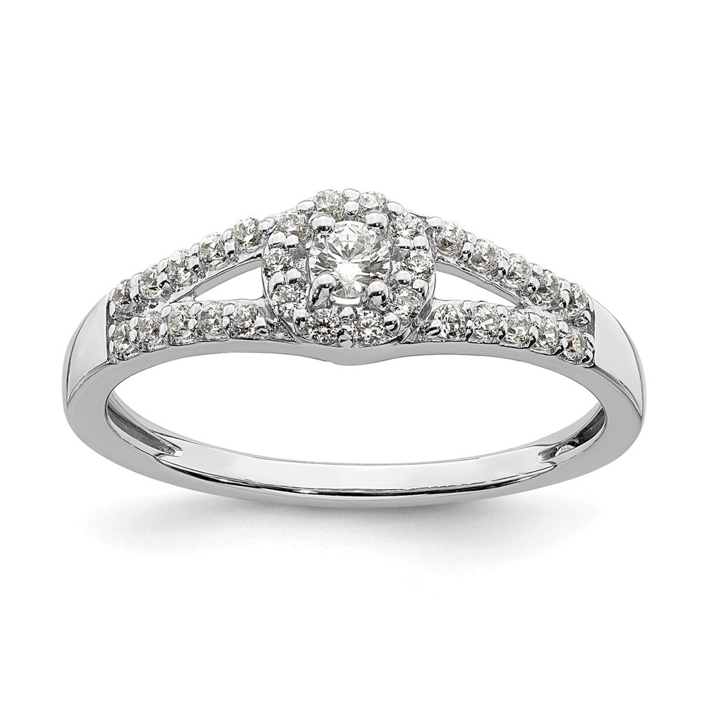 10k White Gold 1/3 carat Lab Grown Diamond VS/SI+ G+ Complete Round Halo Engagement Ring