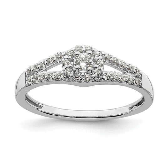 10k White Gold 1/3 carat Lab Grown Diamond VS/SI+ G+ Complete Round Halo Engagement Ring