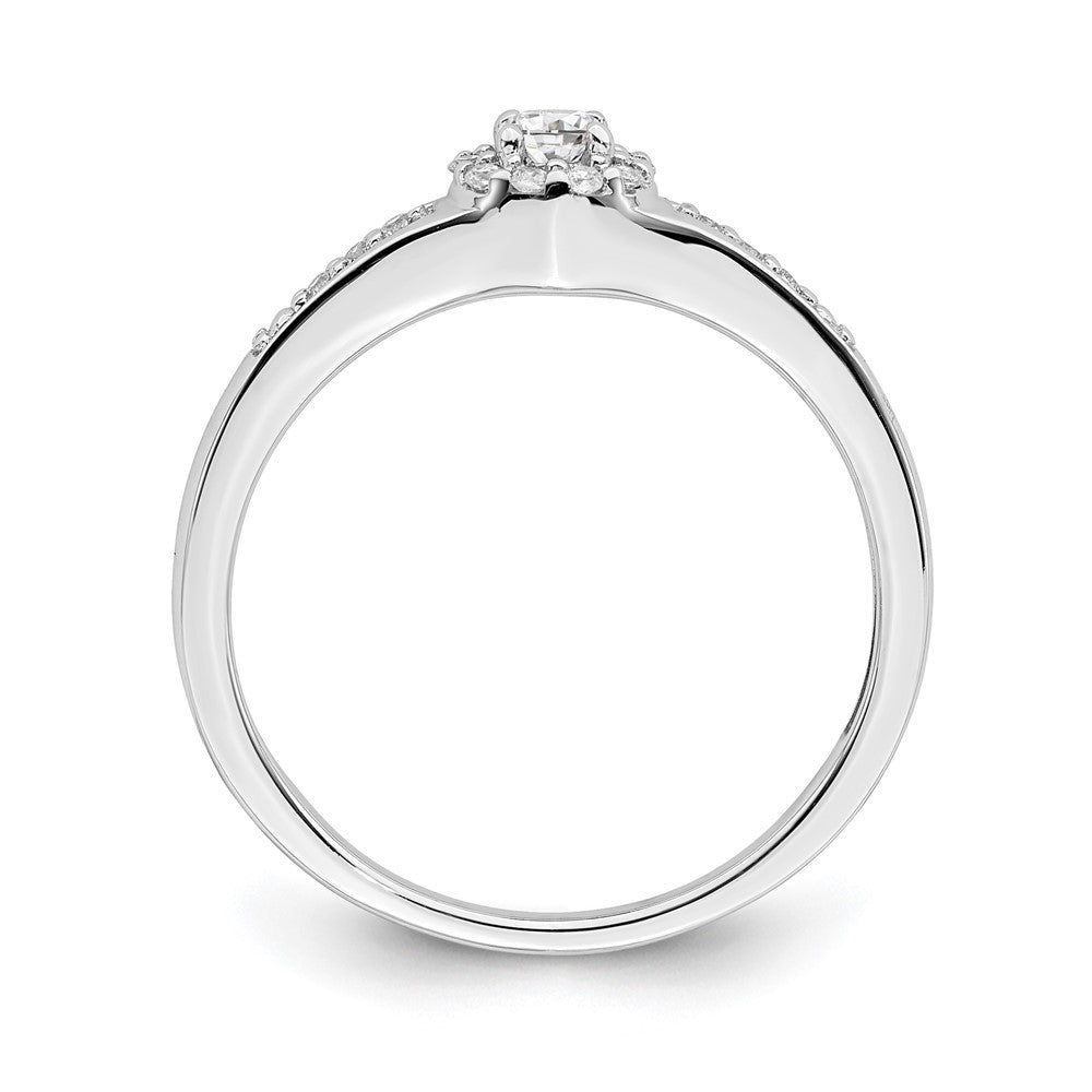 10k White Gold Halo Cluster 1/5 carat Diamond Complete Engagement Ring