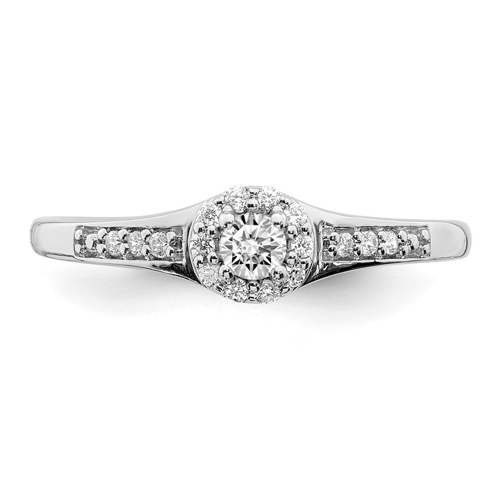 10k White Gold Halo Cluster 1/5 carat Diamond Complete Engagement Ring