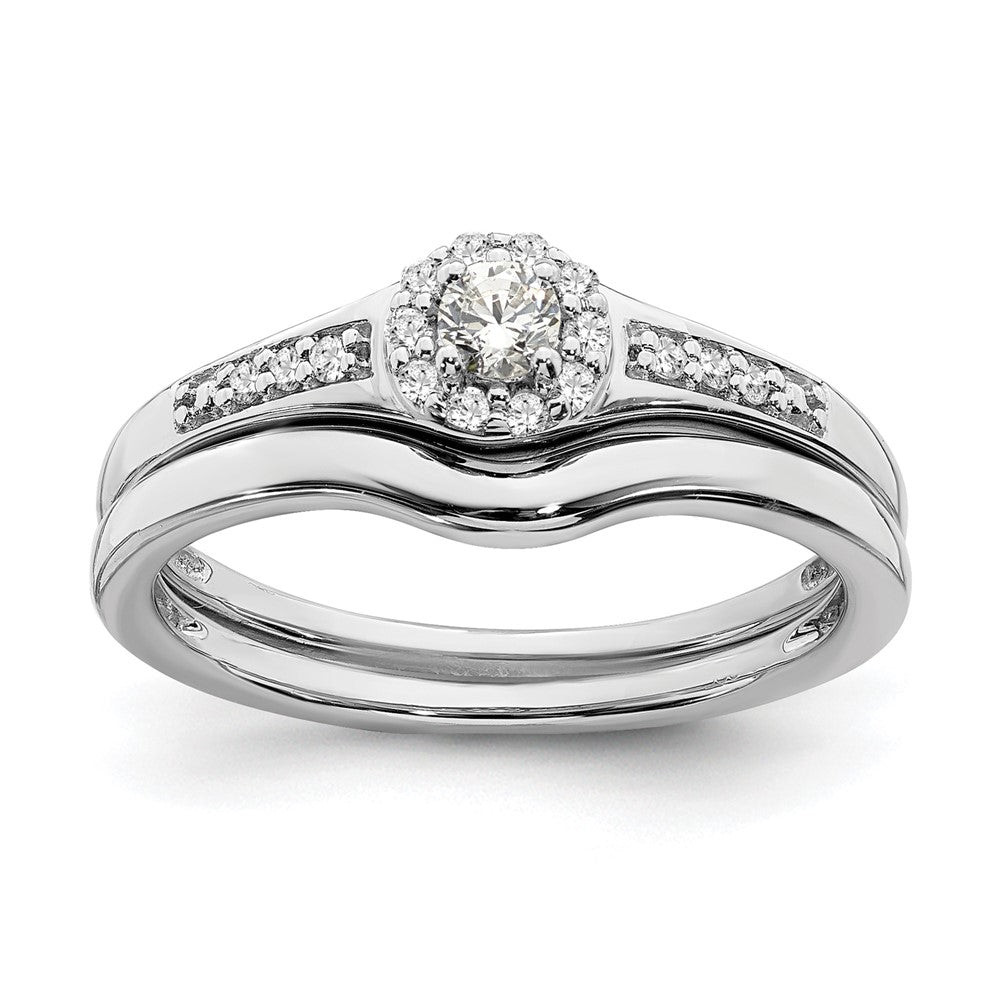 10k White Gold Halo Cluster 1/5 carat Diamond Complete Engagement Ring