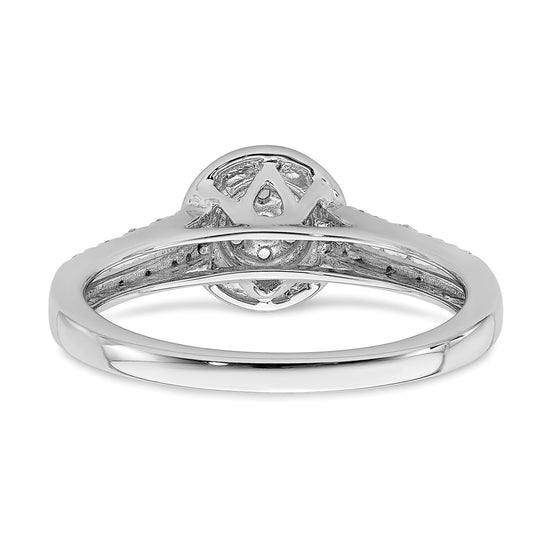10k White Gold Halo Cluster 1/6 carat Diamond Complete Engagement Ring
