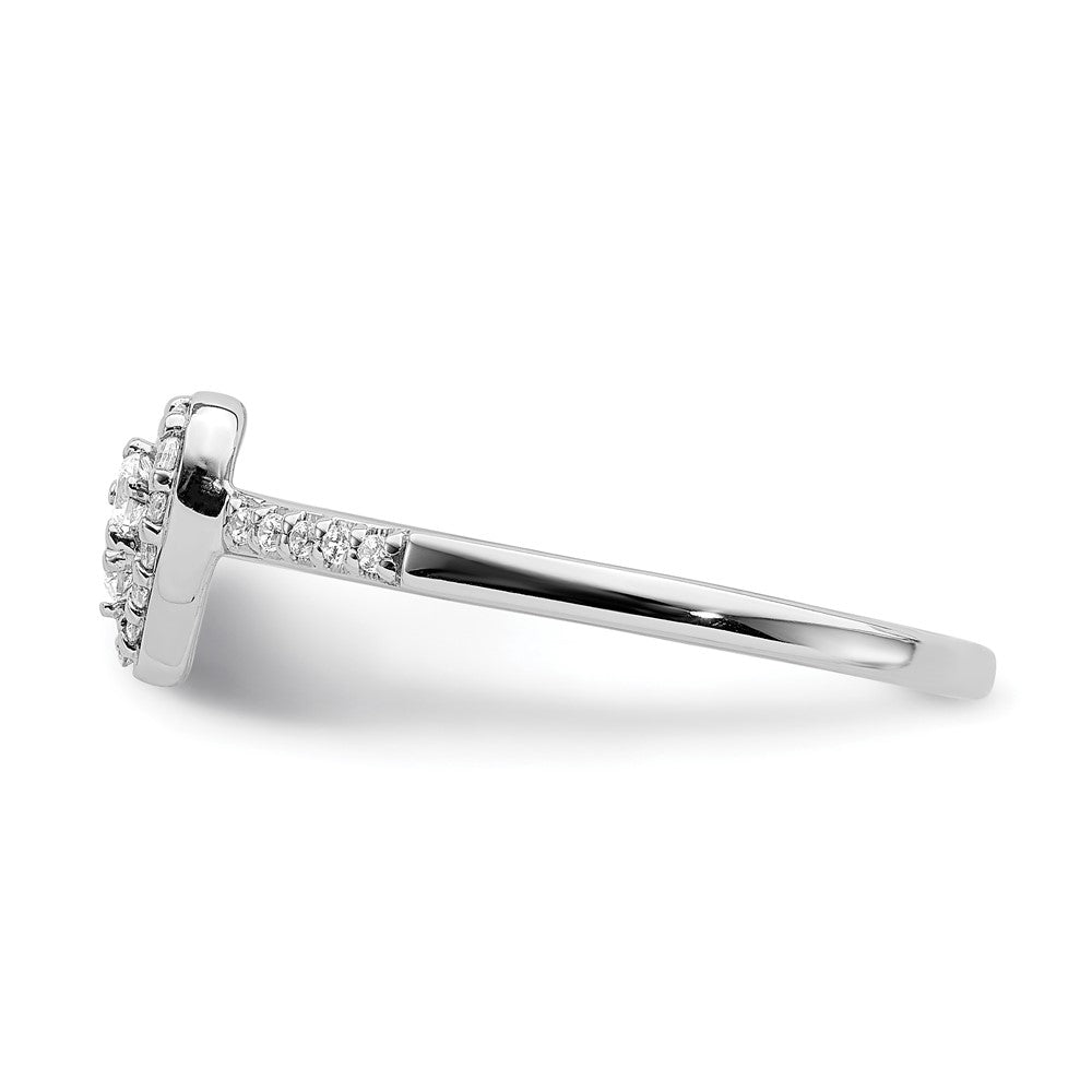 10k White Gold Heart Halo Cluster 1/4 carat Diamond Complete Engagement Ring