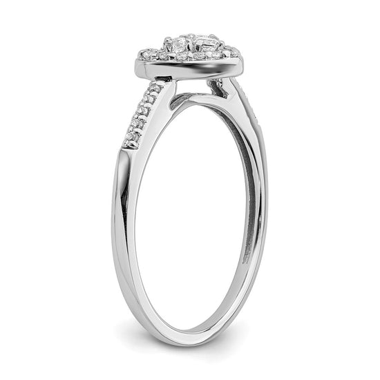 10k White Gold Heart Halo Cluster 1/4 carat Diamond Complete Engagement Ring