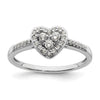 10k White Gold Heart Halo Cluster 1/4 carat Diamond Complete Engagement Ring