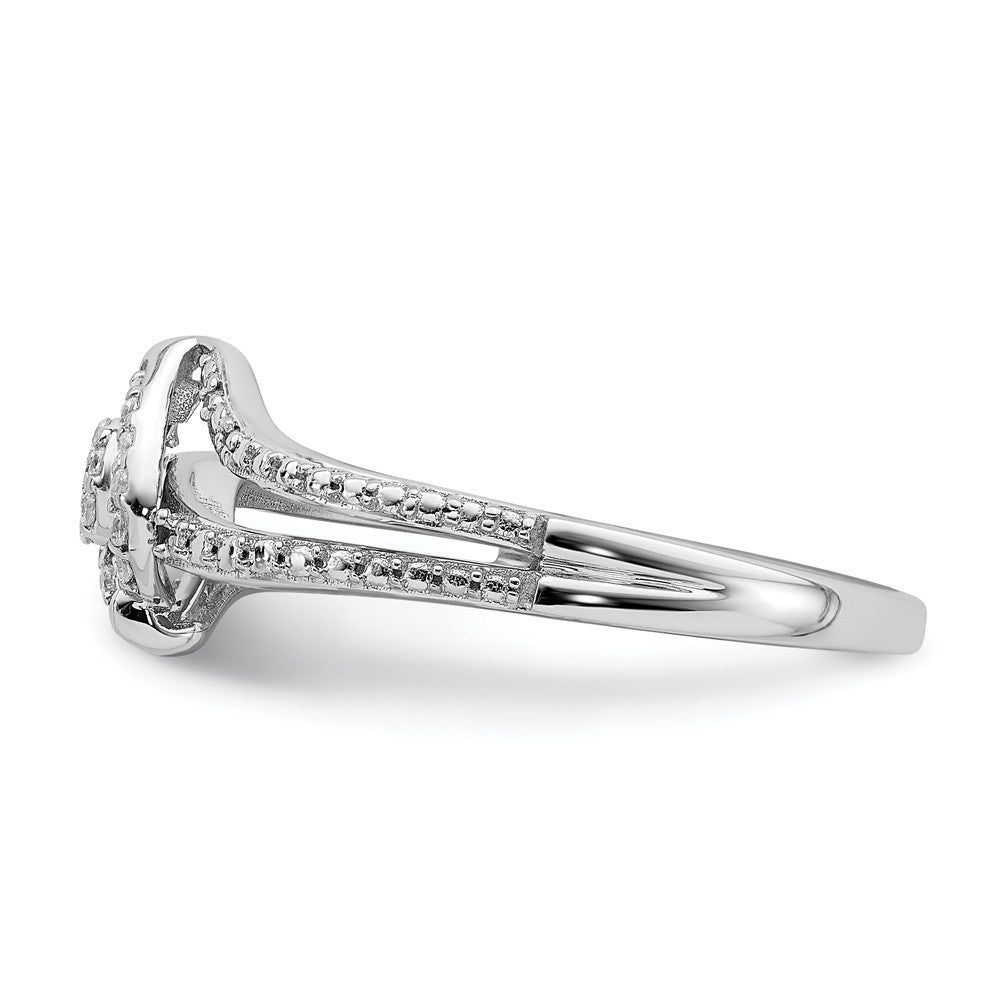 10k White Gold Halo Cluster 1/10 carat Diamond Complete Engagement Ring