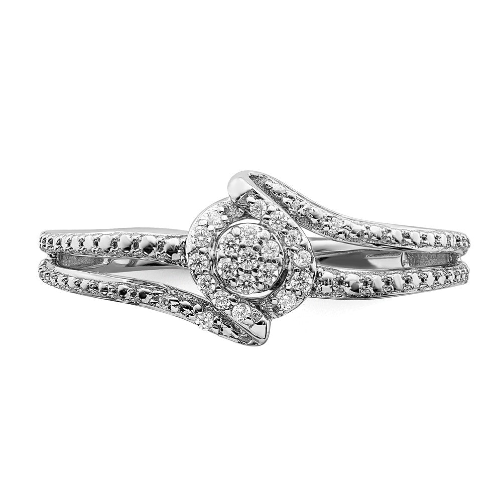 10k White Gold Halo Cluster 1/10 carat Diamond Complete Engagement Ring