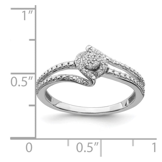 10k White Gold Halo Cluster 1/10 carat Diamond Complete Engagement Ring
