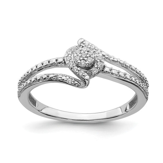10k White Gold Halo Cluster 1/10 carat Diamond Complete Engagement Ring