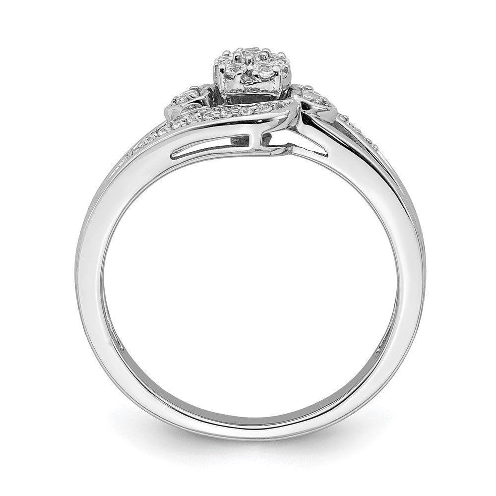 10k White Gold Cluster with 2 Hearts 1/5 carat Diamond Complete Engagement Ring