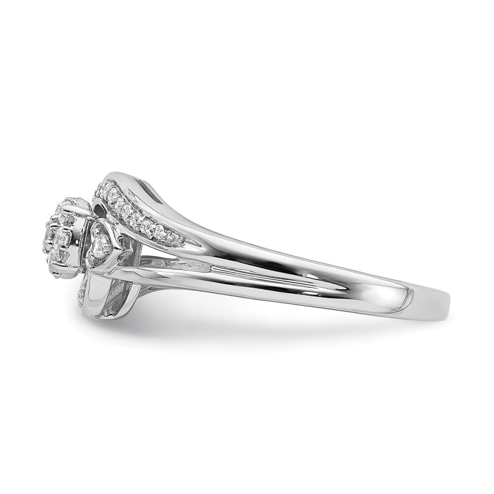 10k White Gold Cluster with 2 Hearts 1/5 carat Diamond Complete Engagement Ring