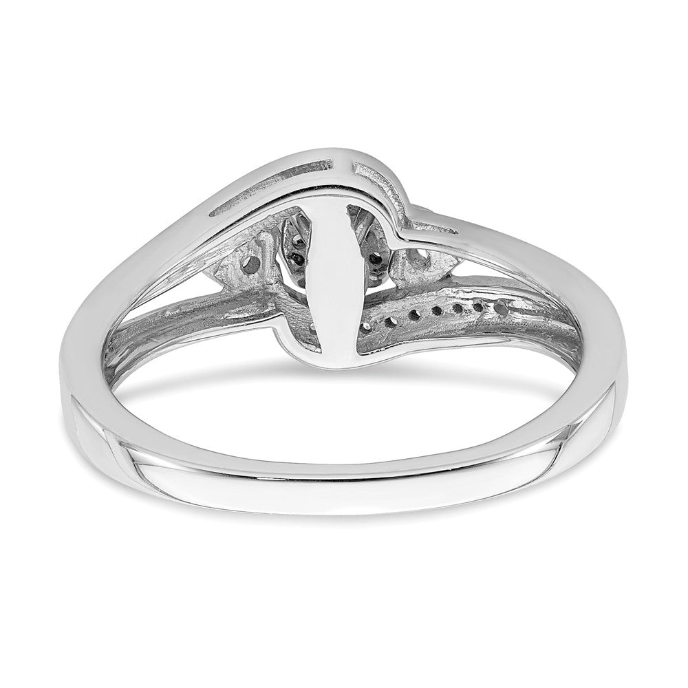 10k White Gold Cluster with 2 Hearts 1/5 carat Diamond Complete Engagement Ring