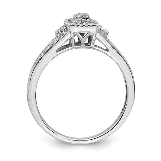 10k White Gold Rectangular Halo Cluster 1/5 carat Diamond Complete Engagement Ring