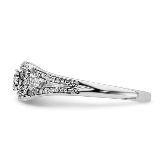 10k White Gold Rectangular Halo Cluster 1/5 carat Diamond Complete Engagement Ring