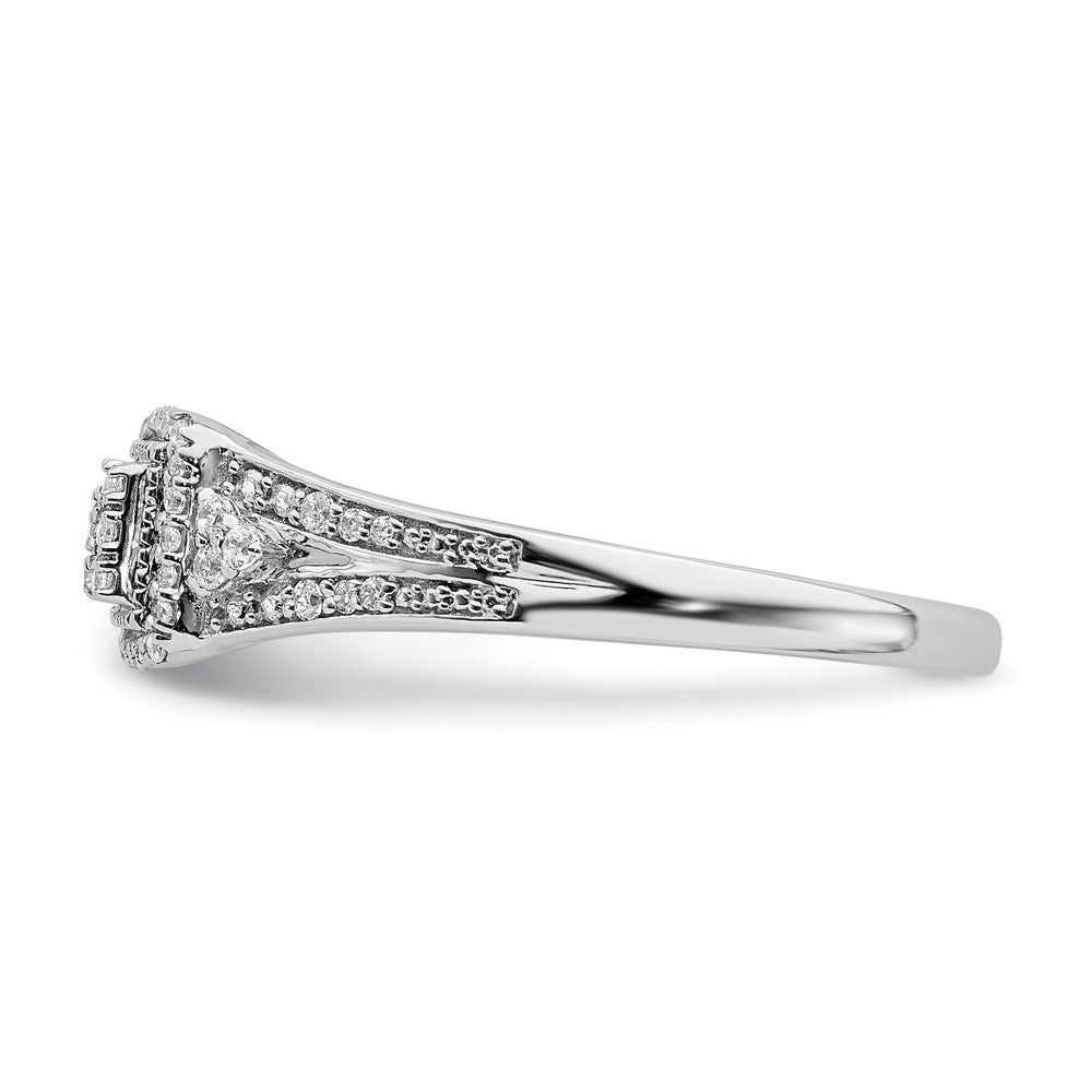 10k White Gold Rectangular Halo Cluster 1/5 carat Diamond Complete Engagement Ring