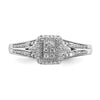 10k White Gold Rectangular Halo Cluster 1/5 carat Diamond Complete Engagement Ring