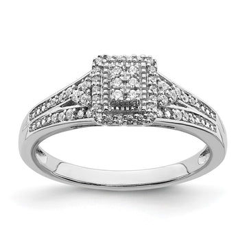 10k White Gold Rectangular Halo Cluster 1/5 carat Diamond Complete Engagement Ring