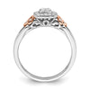 10k White and Rose Gold Square Halo Cluster 1/6 carat Diamond Complete Engagement Ring