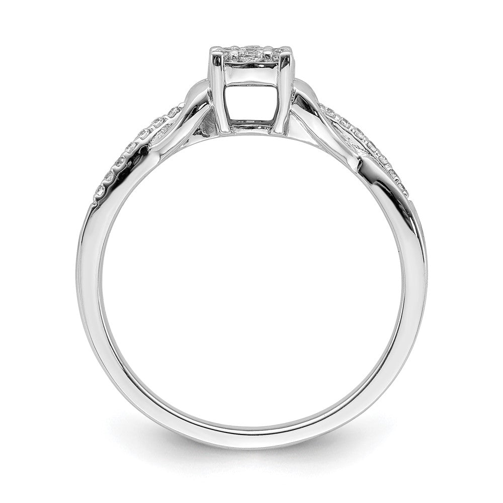 10k White Gold Cluster with 2 Hearts 1/6 carat Diamond Complete Engagement Ring