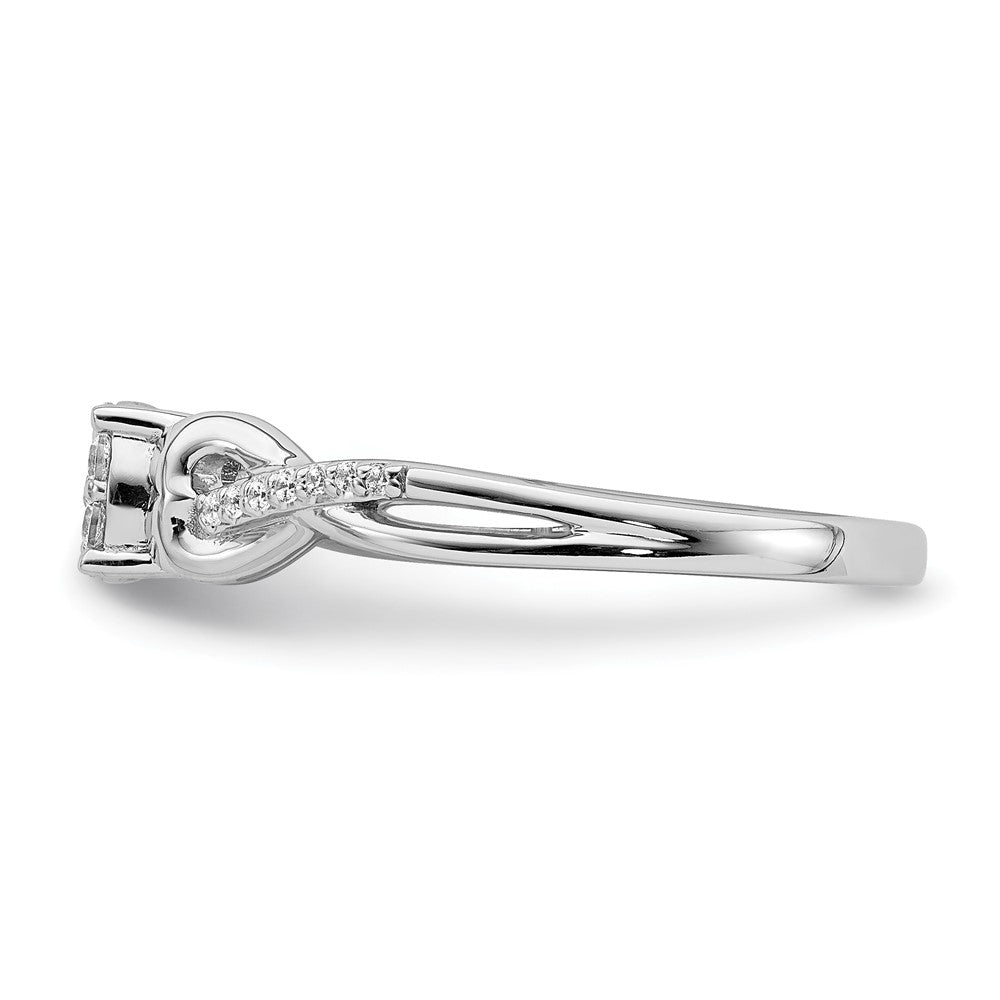 10k White Gold Cluster with 2 Hearts 1/6 carat Diamond Complete Engagement Ring