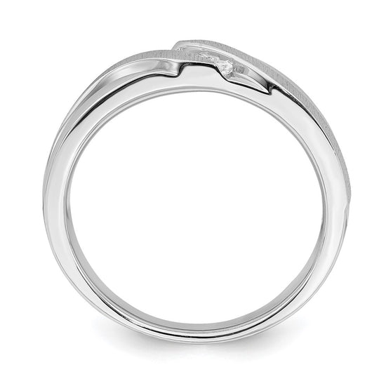 14k White Gold 3-Stone 1/10 carat Diamond Complete Men's Ring