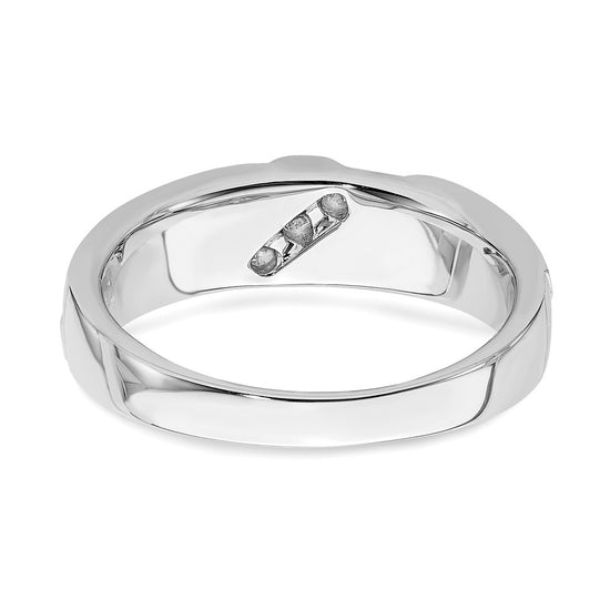14k White Gold 3-Stone 1/10 carat Diamond Complete Men's Ring