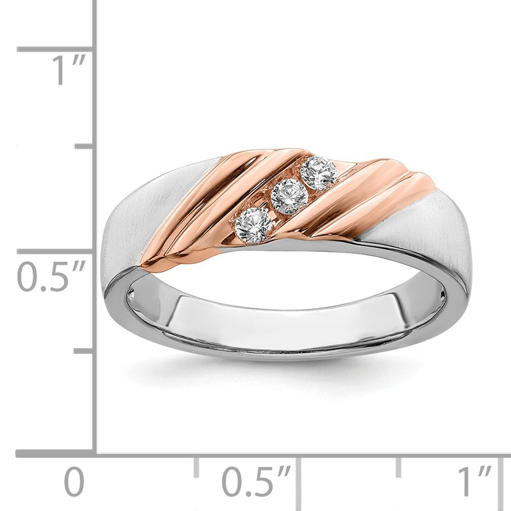 14k White and Rose Gold 3-Stone 1/6 carat Diamond Complete Men's Band