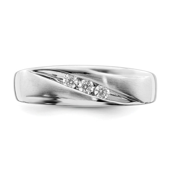 14k White Gold 3-Stone 1/5 carat Diamond Complete Men's Band