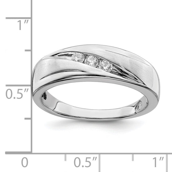 14k White Gold 3-Stone 1/5 carat Diamond Complete Men's Band